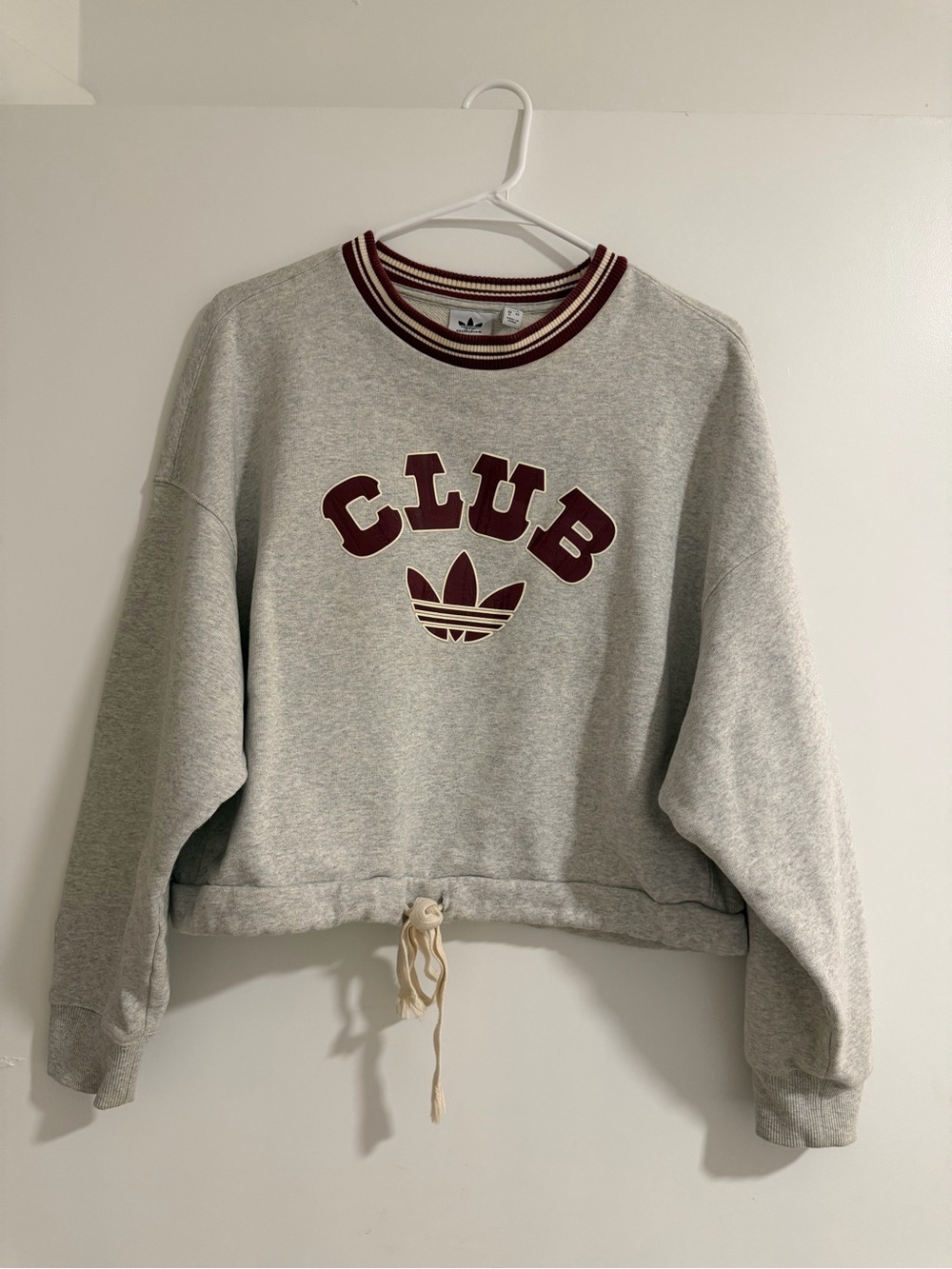 adidas Gray Crewneck Sweatshirt with Maroon 'CLUB' Logo